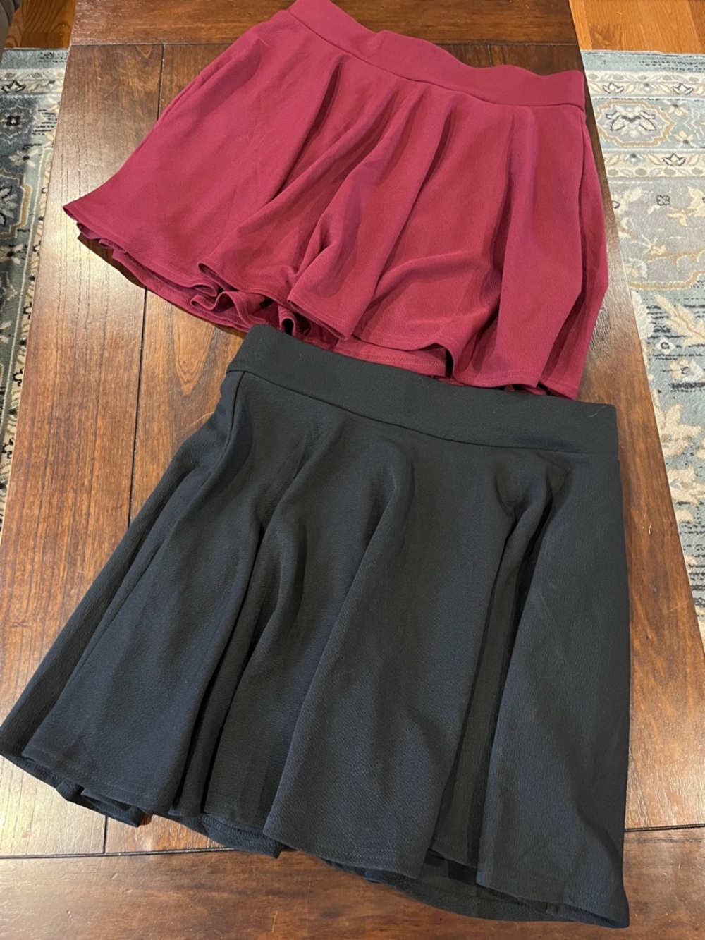 Two-Pack Women's Circle Skater Skirts — Burgundy & Black